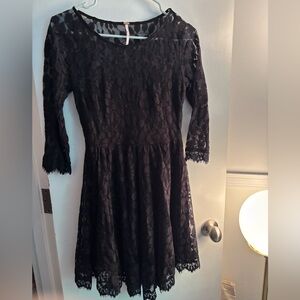 Free People Black Lace Midi Dress